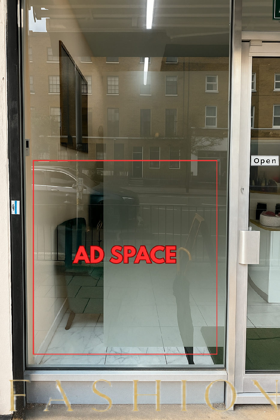 High-Footfall A1 Window Advertising Space on Hackney Road, retail activation, pop-up rental in Greater London, second interi…
