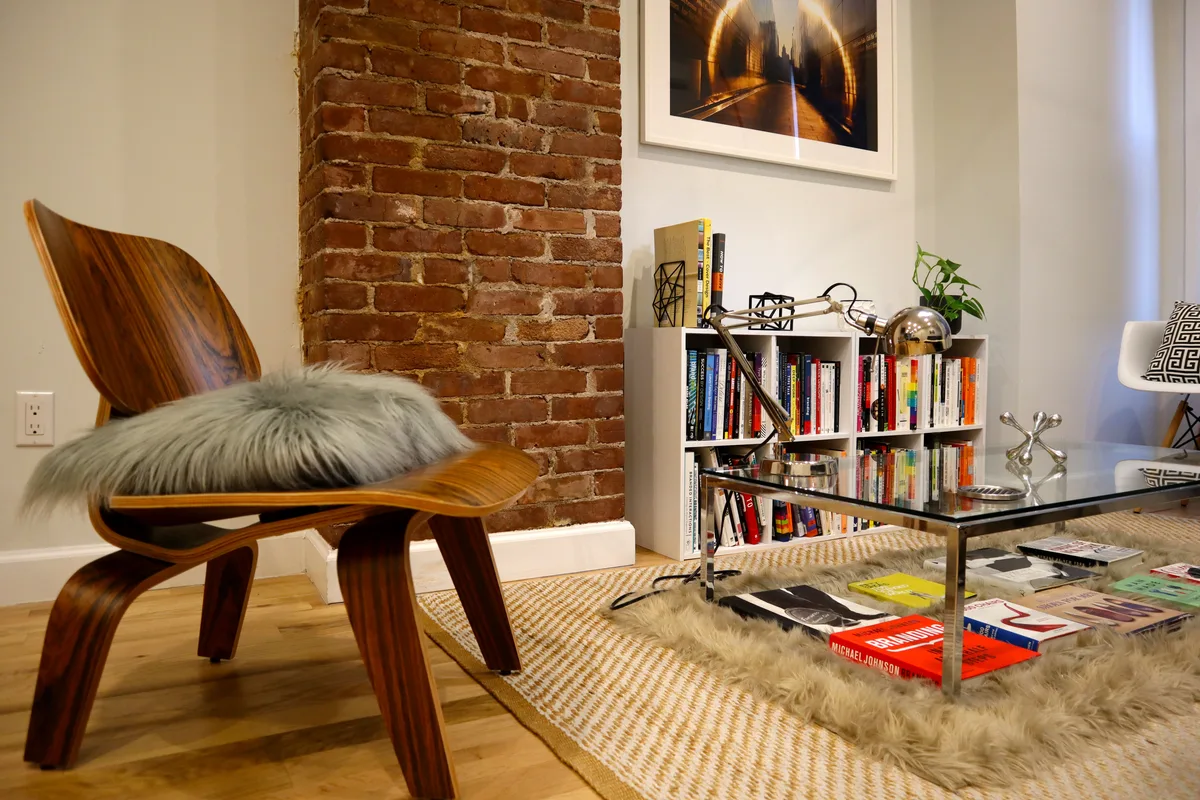 Mid-Century Modern Lounge and Kitchen Space, 40 sqm, photo shoot, pop-up rental in Jersey City, interior view