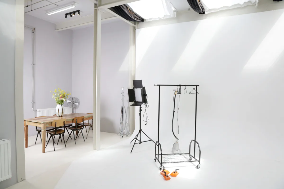 Private 84m² Photo Studio with Meeting Room and Makeup Area, photo shoot, pop-up rental in Amsterdam, interior view