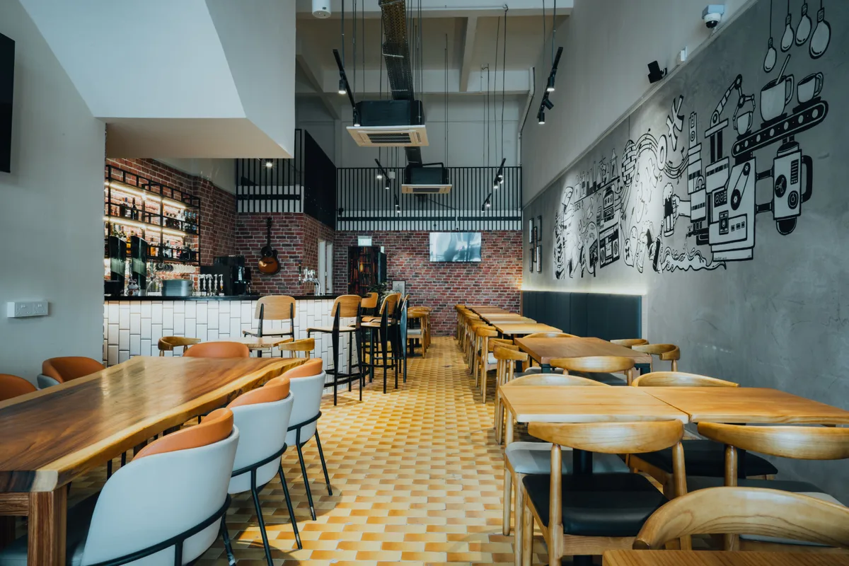 Unique Cafe with 80s-90s University Theme, 135 sqm, cocktail reception, pop-up rental in Singapore