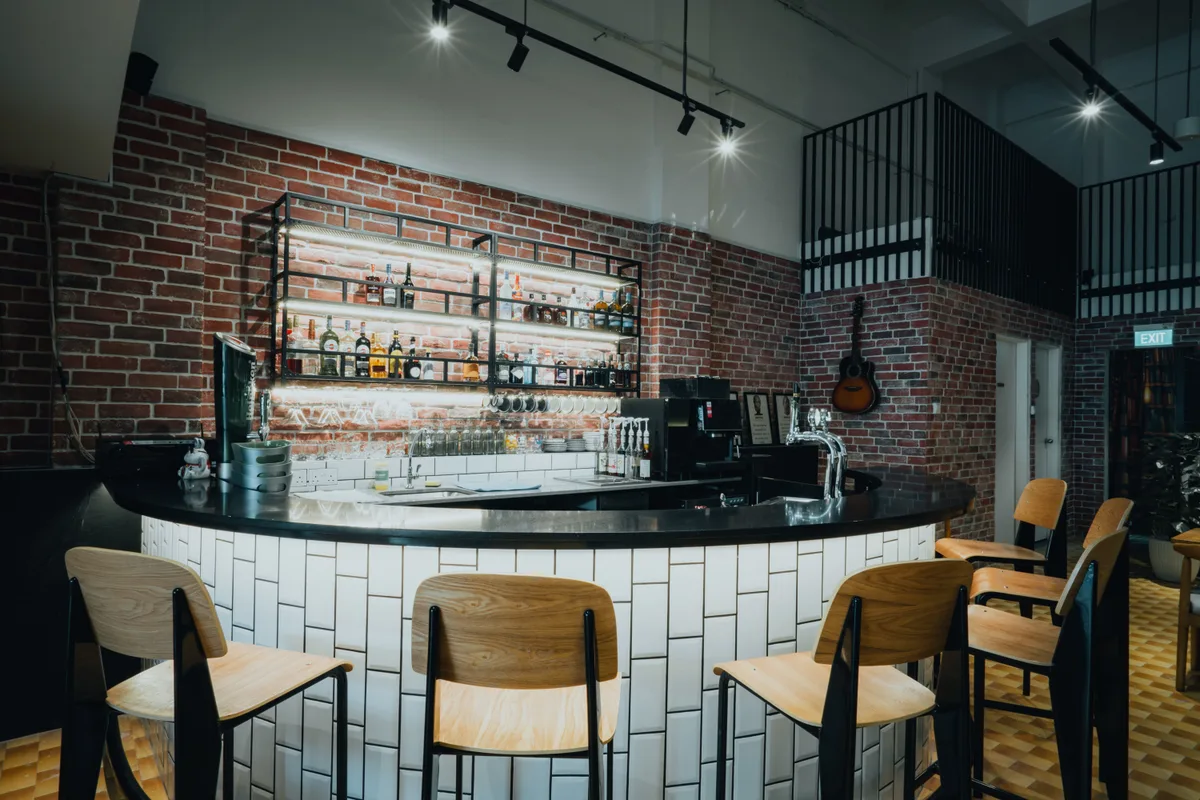 Unique Cafe with 80s-90s University Theme, 135 sqm, cocktail reception, pop-up rental in Singapore, interior view