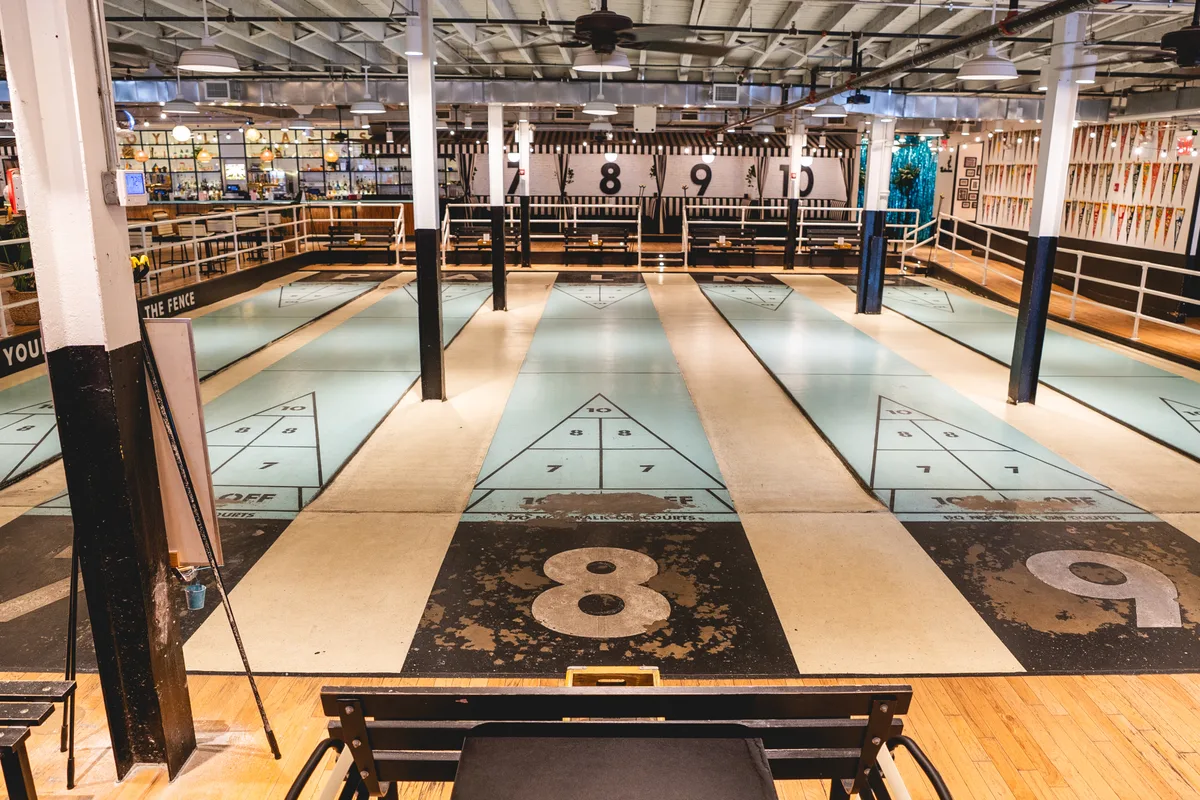 Unique Shuffleboard Club and Event Venue in New York, 1858 sqm, networking event, pop-up rental in Brooklyn, interior view