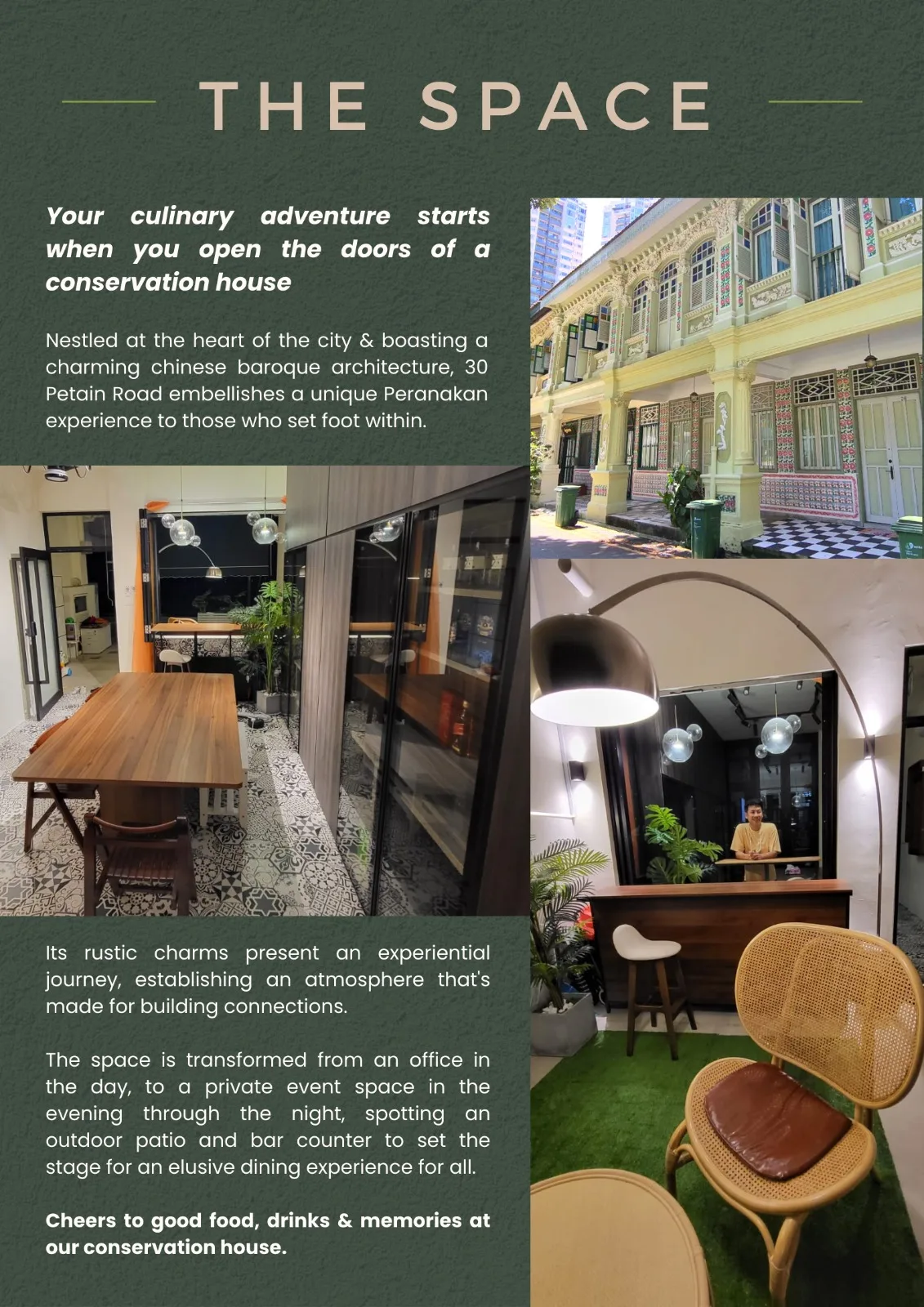 Versatile Peranakan Private Dining Space, 200 sqm, private event, pop-up rental in Singapore, third interior view