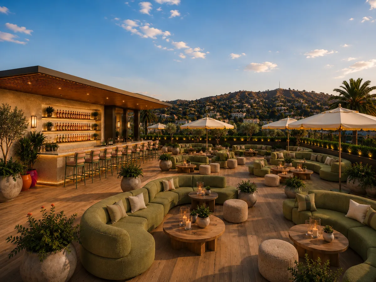 Versatile Rooftop & Indoor Space in West Hollywood, 1486 sqm, brand activation, pop-up rental