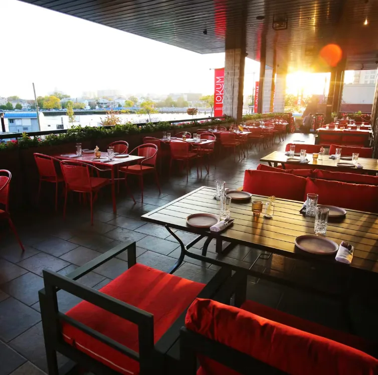 Waterfront Event Space with Mediterranean Cuisine in Brooklyn, 279 sqm, corporate event, pop-up rental, additional interior…